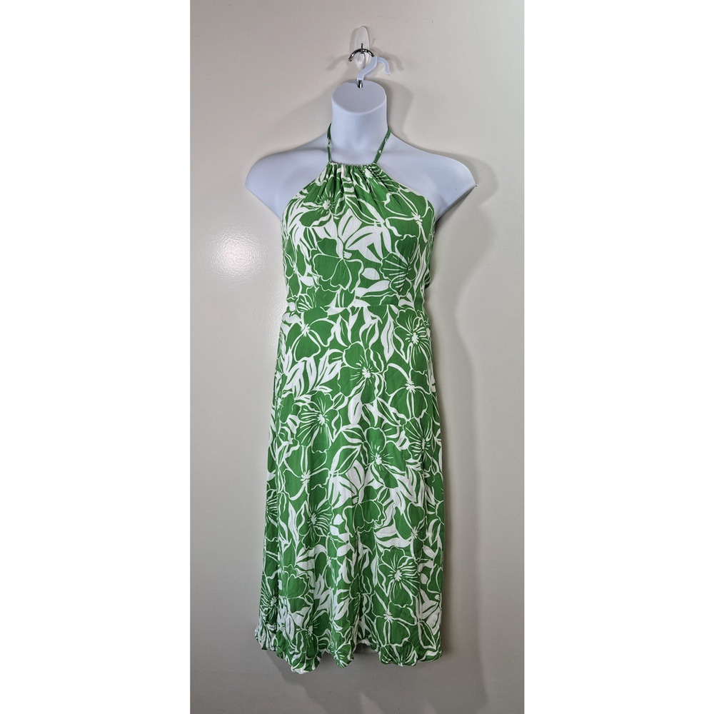 Faithful The Brand Women’s Midi Halter Dress Size M 8 Kelly Green Tropical Beach